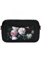 Women's Vegan Leather Black Handbag - Black Floral Design - 3