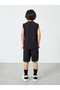 Boys Black Sleeveless T-Shirt and Shorts Set - 5