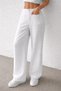 Women's Comfortable Fit Palazzo Trousers High Waist Pocket Detailed Linen Stylish Trousers - 8