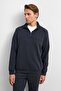 Black Men's Stand Collar Regular Fit Sweatshirt B35W12002 - 3
