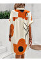 Women's Short Sleeve Collared Floral Patterned Short Single Jersey Dress - 4