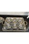 Rose Frame Tea Tray with Handles Silver-Gold - Cast 44 cm Rectangular for 6 People (Tray Only) - 7