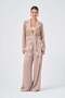 Women's Mesh Detailed Belted Double Suit Beige 31373 - 5