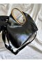 Ring Model Hand and Women's Shoulder Crossbody Bag Black - 3