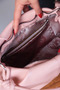 Women's Pink Shiny Textured Knot Detailed Large Internal Volume Adjustable Cross Strap Shoulder Bag - 3