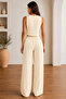 Women's Linen Textured Vest and Pants 2-Piece Set - Yellow - 5