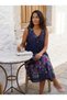 Women's Midi Dress V-Neck Tasseled Viscose Floral Patterned Summer Dress Navy Blue - 6