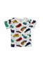 Boy's Cotton Thin Summer Fabric White Color Cars and Motor Patterned Short Sleeve Shorts Pajama Set - 5