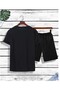Unisex T-Shirt Shorts - T-Shirt with Shorts Bottom Top Set Elemek Ki̇ng Printed - 3