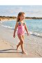 Cherry Patterned Quick-Drying Pink Color Girls' Swimsuit - 3