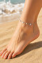 Stainless Steel Star Charm Anklet Women Silver Color Thin Chain Adjustable Anklet - 2