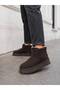 Women's Brown Suede Fur Lined Thick Sole Mini Ankle Length Daily Winter Boots