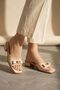Lorea Nude Wrinkled Patent Leather Buckle Short Heeled Women's Slippers - 2