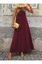 Women's Front-Crossed, Rubber-Detailed, Open-Shoulder, Long Janjan Crepe Dress - 2