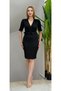 Women's short sleeve collared midi modal dress with belted waist
