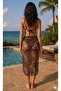 Tied Patterned Brown Chiffon Alaçatı Pareo - 5