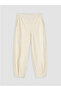 Ecru Textured Women's Trousers with Elastic Waist - 5