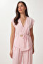 Gold Buttoned Modal Top and Bottom Set Lub0372 Sugar Pink - 4
