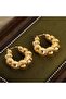 Gold Color Bombed Ring Model 316L Steel Earrings - 5