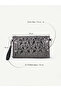 Silvery Anthracite Shk301 Star Embossed Gold Zippered Chain Strap Women's Hand, Shoulder and Wrist Bag - 4