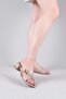 Massen Crossed Low Heel Slippers Nude