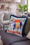 Colorful Cow Pattern Fringed Throw Pillow Cover - Light Blue Background with Navy Blue Tassels Pillowcase - 2