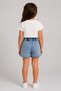 Girl's floral embroidered t-shirt, denim shorts, and skirt set - ages 2-5 - summer denim skort two-piece outfit - 2