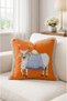 Fancy Cow Pattern Fringed Throw Pillow Cover - Cream Tassels Orange Background Pillow Cover - 4