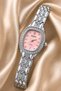Nipons Women's Silver Color Oval Case Pink Dial with Stone Luxury Evening Dress Bracelet Wristwatch Np-2026 - 2