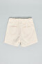 Embroidered Denim Shorts with Drawstring Waist - 2