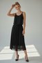 Women's Black Dress with Rope Detail and Flared Circle Skirt 51017 - 3