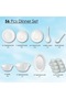 56 Pcs Opal ware Dinner set 8 Dinner plate 8 Dessert plate 8 Soup plate 8 Bowl 2 Serving plate 2 Serving bowl 6 cup 6 saucer Dishwasher Freezer Microwave safe BPA Free - 2