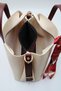 Women's Cream Burgundy Large Size Inner Pocket Double Handle Scarf Detailed Useful Cross Strap Hand and Shoulder Bag - 6