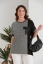 Plus Size Black and White Striped Short Sleeve T-Shirt