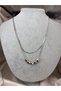 Silver Color Double Layered Necklace with Organic Shaped Metal Beads Detail Modern Women's Necklace