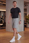 Men's Gray Ultra Light Parachute Fabric Bermuda Shorts with Pockets and Elastic Waist - 4