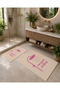Pink Shower Themed Patterned Bath Mat with Velvet Dot Base - 3
