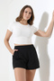 Women's Black High Waist Shorts - 5