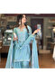 Light Blue Silk Embroidered Palazzo Suit Set - HRT8046 | Light Blue - 2