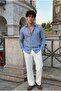 Helsinki blue linen-look regular fit comfort shirt - 5