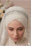 Special Design Crystal Beaded Hair Crown 30 cm - White Pearl Shades Handcrafted Stone Crown- Bridal Crown-Pearl Crown - 2