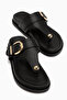 Lumi Black Buckle Detailed Flip-Flops for Women - 5
