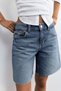 Düşük bel denim bermuda şort - 6