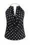 Polka Dot Backless Draped Blouse Halter Neckline Sandy Fabric