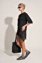Crew Neck Oversize Asymmetrical Lace Detailed T-Shirt - 2