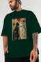 For the Sake of Cats 82 Front Cat Printed Green Oversize T-Shirt 100% Cotton Unisex Cat Lover Premium Design - 3