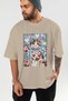 For the Sake of Cats 102 Front Cat Printed Beige Oversize T-Shirt 100% Cotton Unisex Cat Lover Premium Design - 6