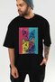 For the Love of Cats 67 Front Cat Printed Black Oversize T-Shirt 100% Cotton Unisex Cat Lover Premium Design - 7