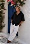 Men's Oversize Short Sleeve Hooded Black Linen Shirt Ls-18019 - 2