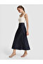 Navy Blue Regular Fit Jean Skirt 50324110-Vr032